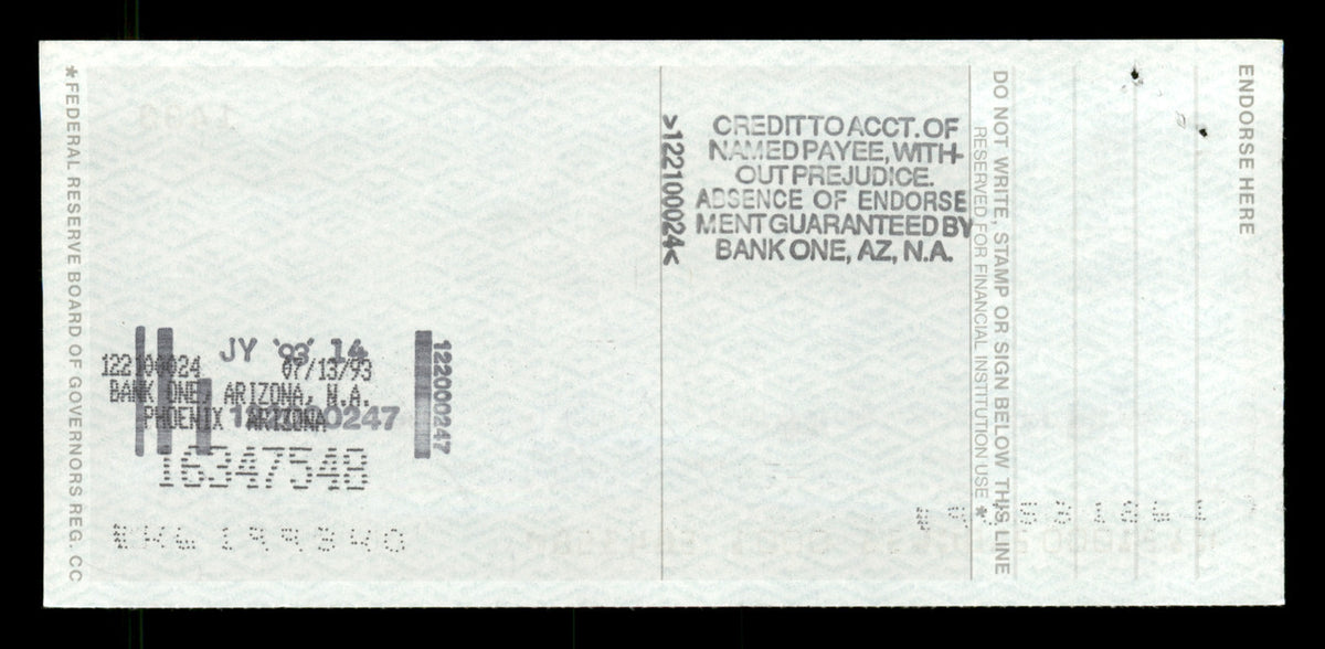Willie McCovey Autographed 2.75x6 Check San Francisco Giants 1433 SKU #201490