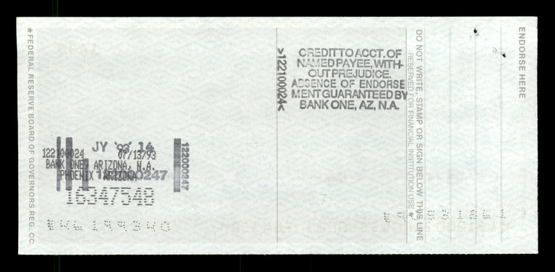 Willie McCovey Autographed 2.75x6 Check San Francisco Giants 1433 SKU #201490