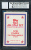 Rod Carew Autographed 1983 Topps All Star Set Card #29 California Angels Auto Grade 10 Beckett BAS Stock #186069
