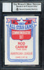 Rod Carew Autographed 1984 Topps All Star Set Card #2 California Angels Auto Grade 10 Beckett BAS #12510571