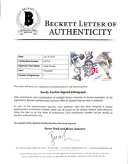 Sandy Koufax Autographed 18x24 Lithograph Los Angeles Dodgers Beckett BAS Stock #135227