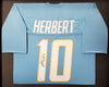 Los Angeles Chargers Justin Herbert Autographed Framed Powder Blue Jersey Beckett BAS Stock #191176