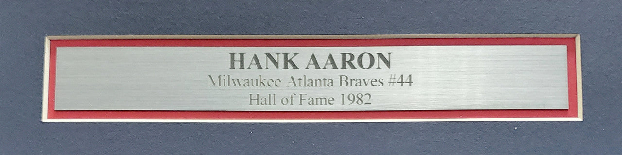 Hank Aaron Autographed Framed 10x30 Panoramic Photo Milwaukee Braves "755 HOF 82" Fanatics Stock #191202