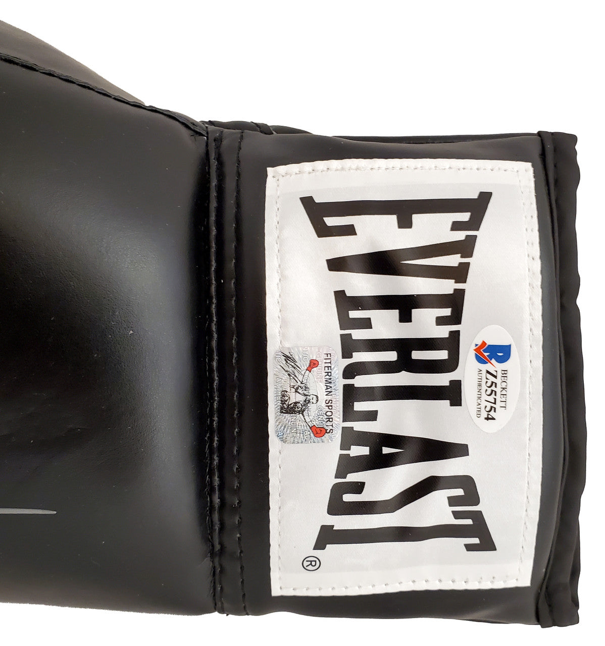 Mike Tyson Autographed Black Everlast Boxing Glove (Left Handed LH, Silver) Beckett BAS Stock #192608