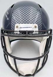 Russell Wilson Autographed Seattle Seahawks Full Size Replica Speed Helmet "SB XLVIII Champs" In Silver RW Holo Stock #94268