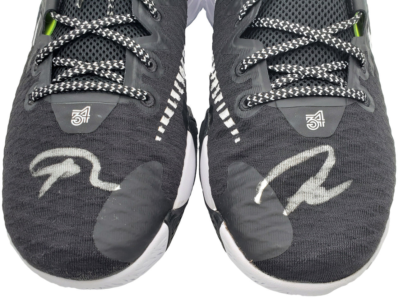 Giannis Antetokounmpo Autographed Black Nike Immortality Shoes Miami Heat Size 13 Pair Beckett BAS QR Stock #197430
