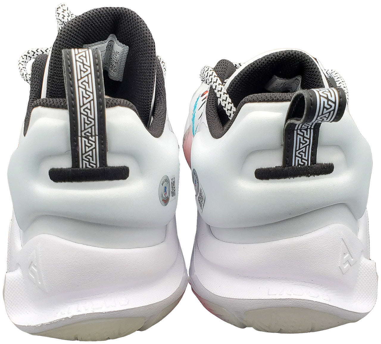 Giannis Antetokounmpo Autographed White Nike Immortality Shoes Miami Heat Size 15 Pair Beckett BAS QR Stock #197435