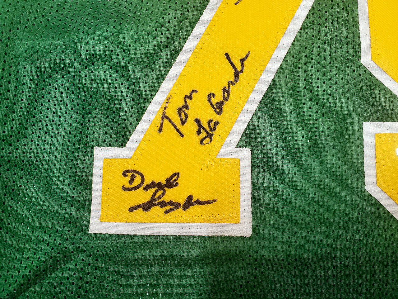 1978-79 NBA Champions Seattle Supersonics Multi Signed Autographed Green Jersey With 8 Signatures Including Fred Brown & Gus Williams MCS Holo Stock #145850
