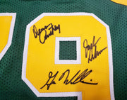 1978-79 NBA Champions Seattle Supersonics Multi Signed Autographed Green Jersey With 8 Signatures Including Fred Brown & Gus Williams MCS Holo Stock #145850