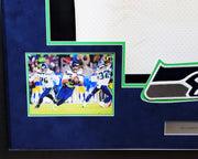 Russell Wilson Framed Game Used Seattle Seahawks White Nike Jersey With Captain's Patch & NFL 100 Logo Unsigned SKU #203517