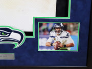 Russell Wilson Framed Game Used Seattle Seahawks White Nike Jersey With Captain's Patch & NFL 100 Logo Unsigned SKU #203517