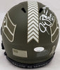 Steve Largent & Jim Zorn Autographed Seattle Seahawks Camo Speed Mini Helmet Salute To Service MCS Holo Stock #211063