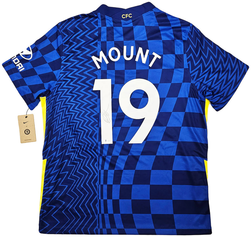 Chelsea F.C. Mason Mount Autographed Blue Nike Jersey Size XL in Silver Beckett BAS Stock #196484