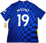 Chelsea F.C. Mason Mount Autographed Blue Nike Jersey Size XL in Black Beckett BAS Stock #196483