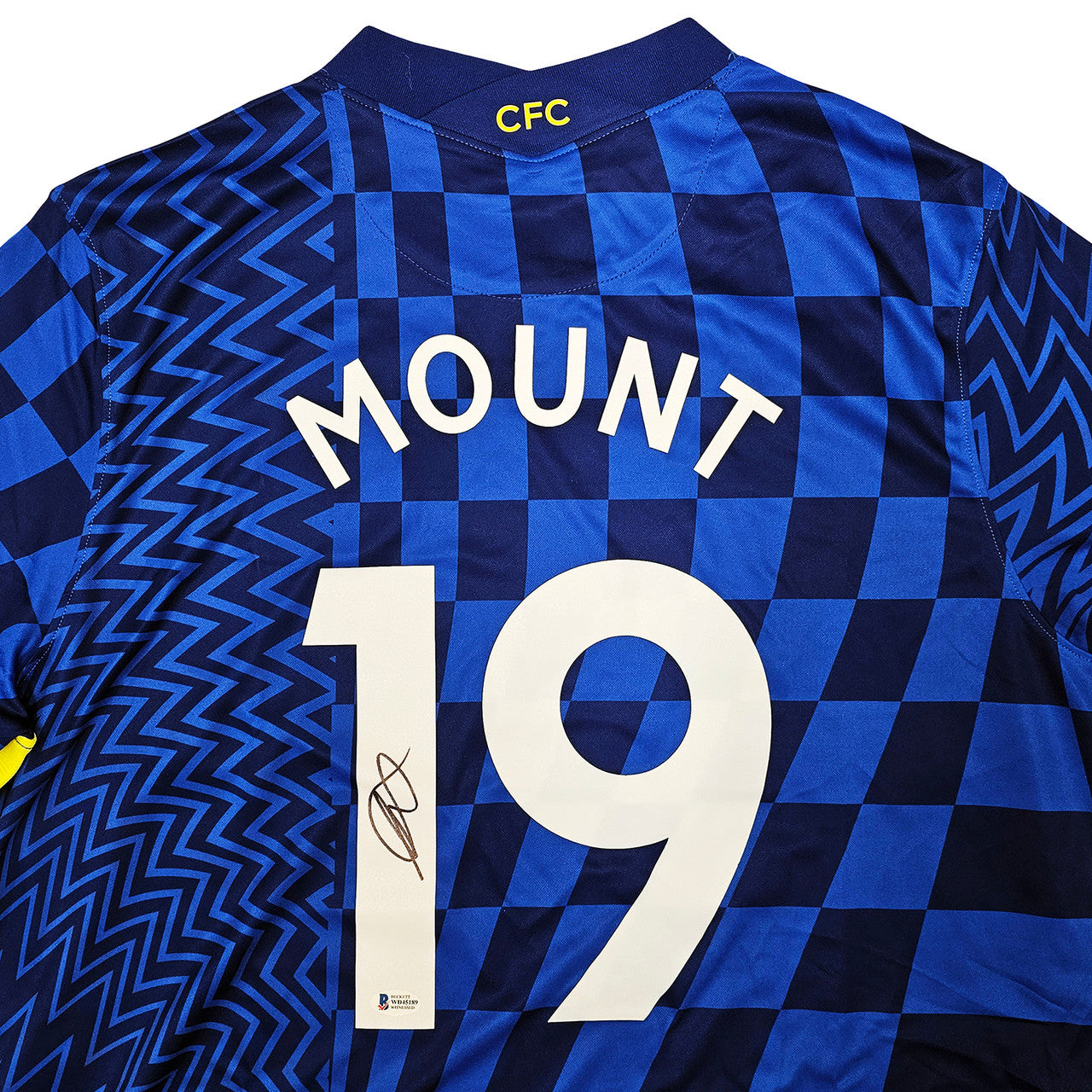 Chelsea F.C. Mason Mount Autographed Blue Nike Jersey Size XL in Black Beckett BAS Stock #196483