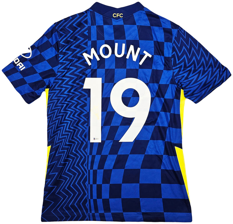 Chelsea F.C. Mason Mount Autographed Blue Nike Jersey Size M in Gold Beckett BAS Stock #196481