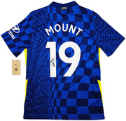 Chelsea F.C. Mason Mount Autographed Blue Nike Jersey Size M in Black Beckett BAS Stock #196480