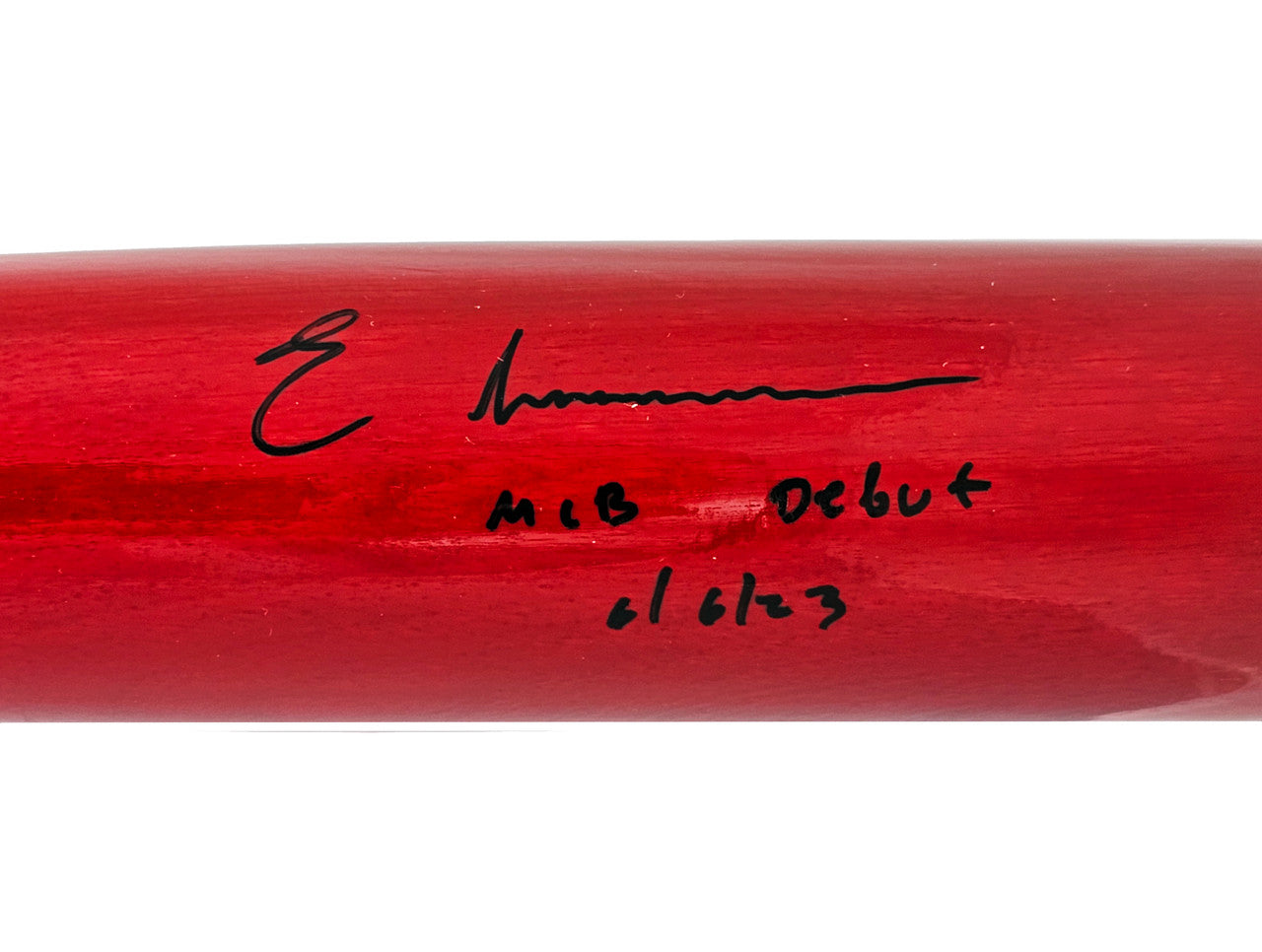 Elly De La Cruz Autographed Red B45 Player Model Bat Cincinnati Reds "MLB Debut 6/6/23" Beckett BAS Witness Stock #218703