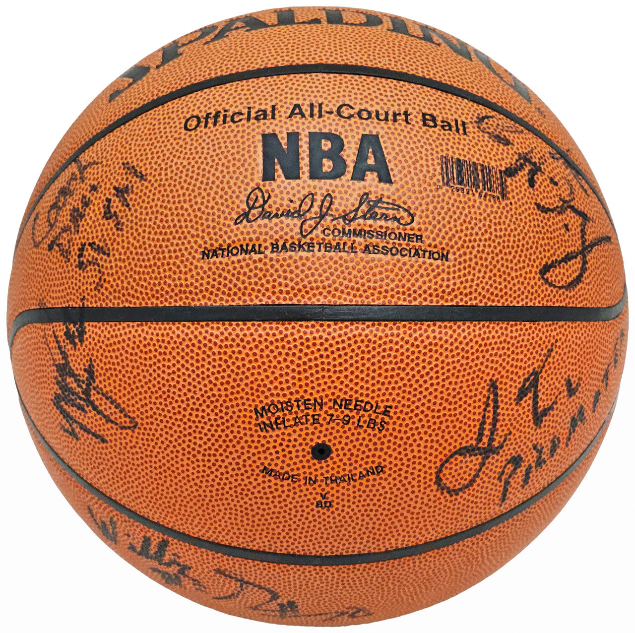 2002-03 St. Vincent-St. Mary Fighting Irish Multi Signed Autographed Basketball With 8 Total Signatures Including LeBron "King" James High School Signature PSA/DNA #AI01382