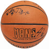 2002-03 St. Vincent-St. Mary Fighting Irish Multi Signed Autographed Basketball With 8 Total Signatures Including LeBron "King" James High School Signature PSA/DNA #AI01382
