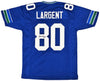 Seattle Seahawks Steve Largent Autographed Blue Jersey "HOF 95" MCS Holo Stock #112485