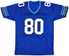 Seattle Seahawks Steve Largent Autographed Blue Jersey "HOF 95" MCS Holo Stock #112485