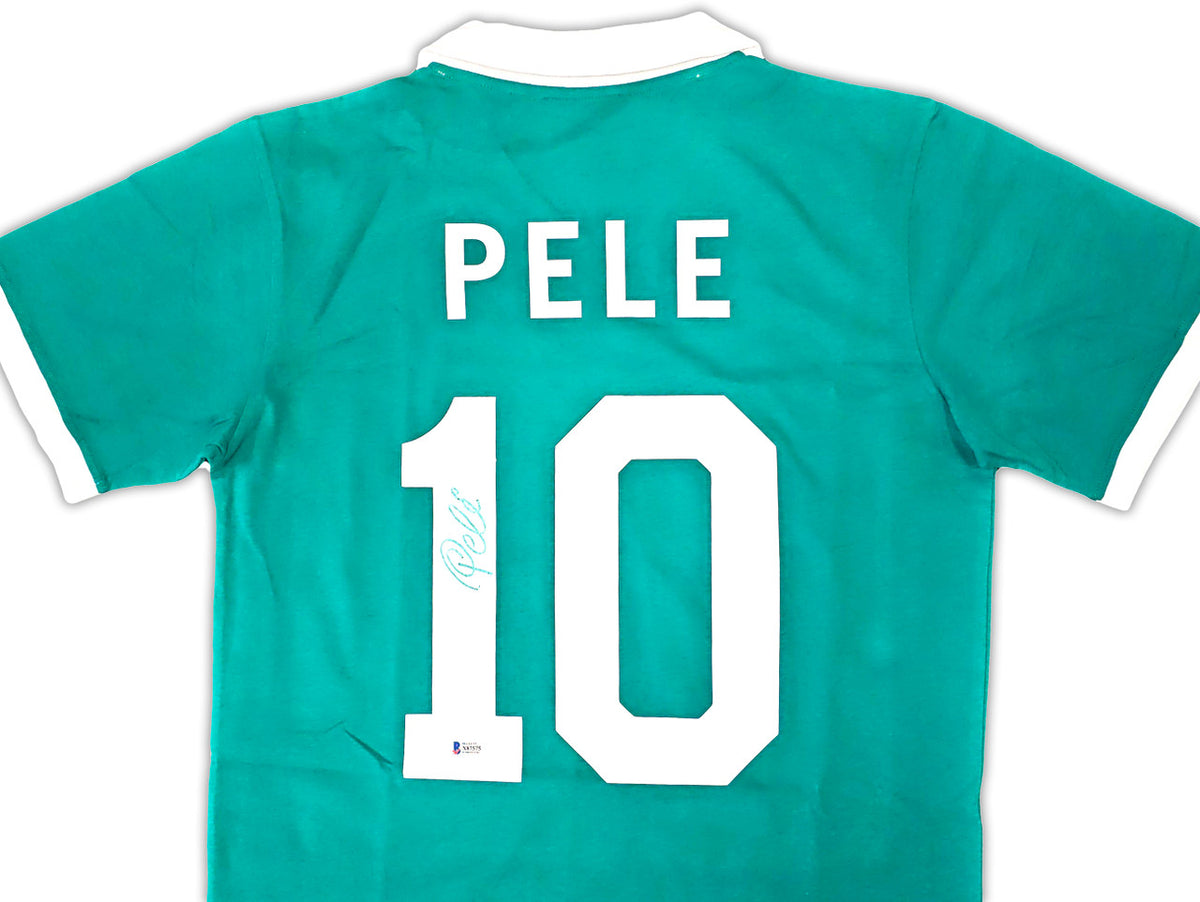 New York Cosmos Pele Autographed Green Jersey Beckett BAS Stock #194363