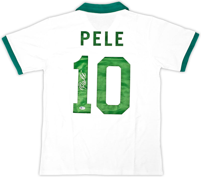 New York Cosmos Pele Autographed White Jersey Beckett BAS Stock #194364