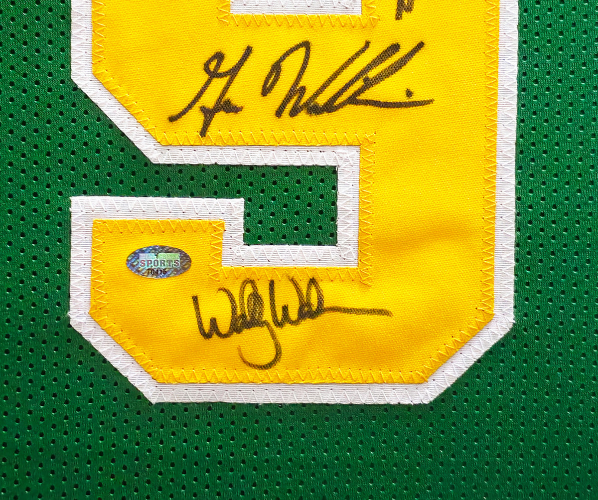 1978-79 NBA Champions Seattle Supersonics Multi Signed Autographed Framed Green Jersey With 9 Signatures Including Lenny Wilkens, Fred Brown & Gus Williams MCS Holo Stock #233872