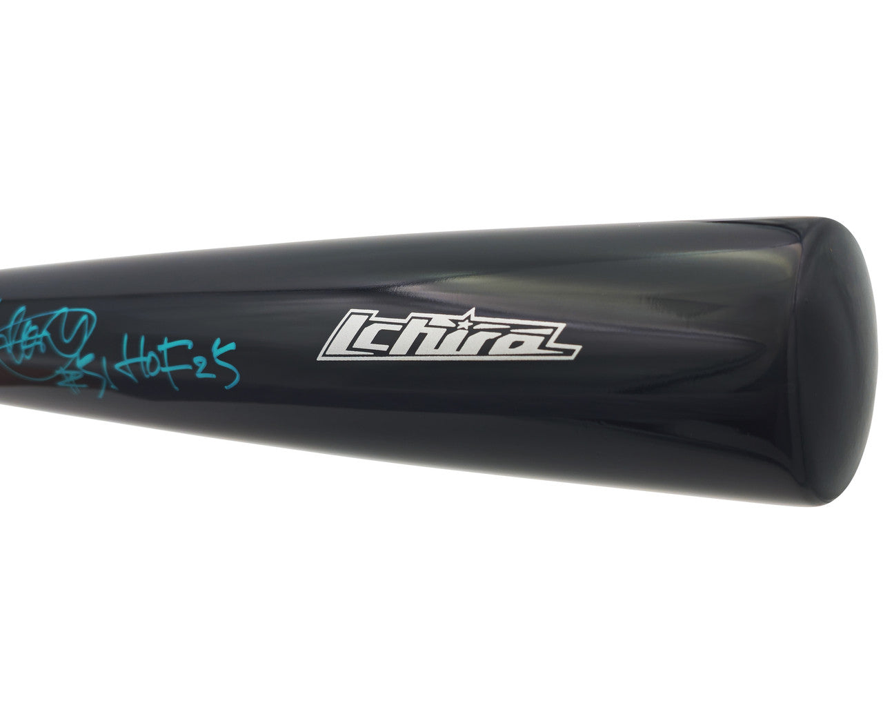 Ichiro Suzuki Autographed Black Mizuno Player Model Baseball Bat Seattle Mariners Signed In Teal "HOF 25" IS Holo & Beckett BAS Witness QR Stock #238322