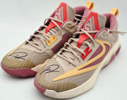 Giannis Antetokounmpo Autographed 2022 Player Exclusive (PE) Promo Baylor White Nike Zoom Freak 4 NCAA Shoes Size 16 (With Box) Beckett BAS Witness #3W396923 & #3W396924