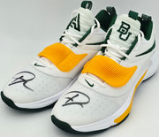 Giannis Antetokounmpo Autographed 2022 Player Exclusive (PE) Promo Oregon White Nike Zoom Freak 4 NCAA Shoes Size 16 (With Box) Beckett BAS Witness #3W396811 & #3W396812