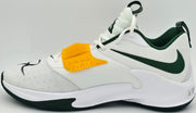 Giannis Antetokounmpo Autographed 2022 Player Exclusive (PE) Promo Oregon White Nike Zoom Freak 4 NCAA Shoes Size 16 (With Box) Beckett BAS Witness #3W396811 & #3W396812