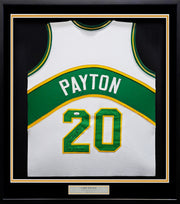 Seattle Supersonics Gary Payton Autographed Framed White Jersey "The Glove" JSA Stock #254173