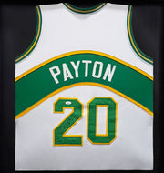 Seattle Supersonics Gary Payton Autographed Framed White Jersey "The Glove" JSA Stock #254173