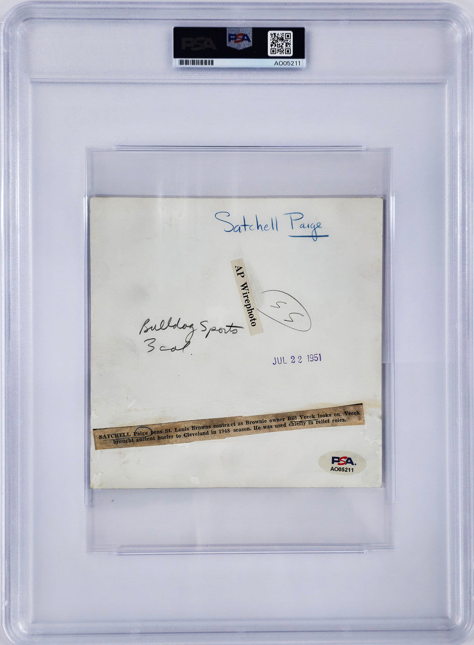 Satchel Paige Autographed 6x6 Photo With Bill Veeck PSA/DNA #AO05211
