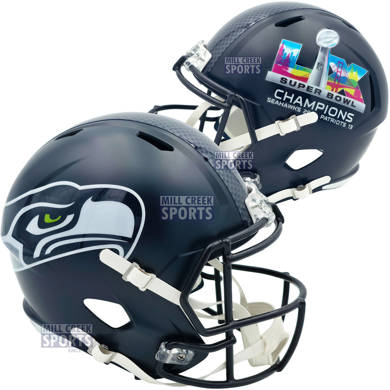 Unsigned Seattle Seahawks Super Bowl LX Champions Logo Full Size Speed Replica Helmet Stock #260092