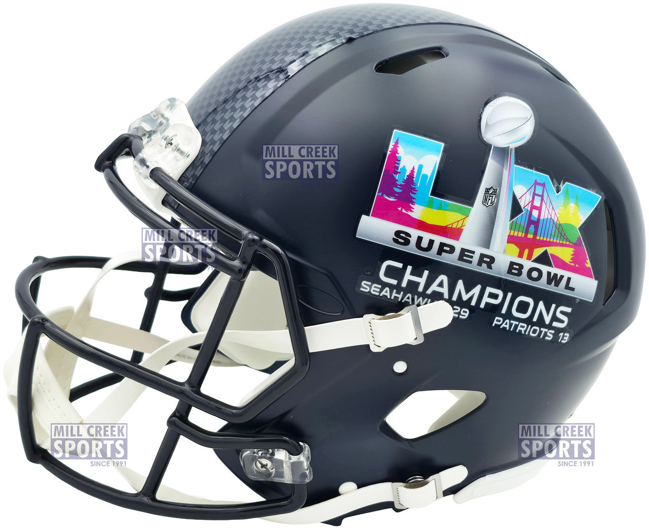 Unsigned Seattle Seahawks Super Bowl LX Champions Logo Full Size Speed Authentic Helmet Stock #260093