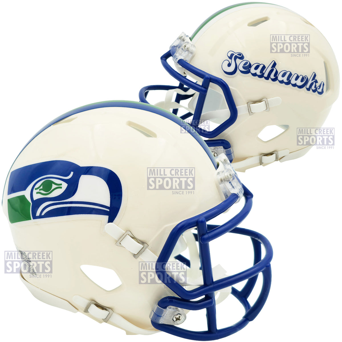 Unsigned Seattle Seahawks Riddell Cream Retro Speed Mini Helmet Stock #261767