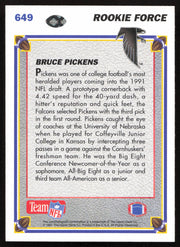 Bruce Pickens Autographed 1991 Upper Deck Rookie Card #649 Atlanta Falcons SKU #259473