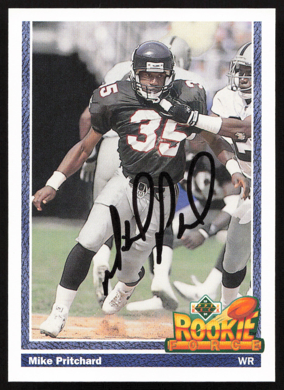 Mike Pritchard Autographed 1991 Upper Deck Rookie Card #644 Atlanta Falcons SKU #259474