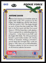 Antone Davis Autographed 1991 Upper Deck Rookie Card #643 Philadelphia Eagles SKU #259475