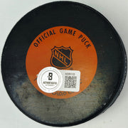Gordie Howe, Sid Abel, & Ted Lindsay Autographed Official Detroit Red Wings Logo Hockey Puck Production Line Beckett BAS #AE85133