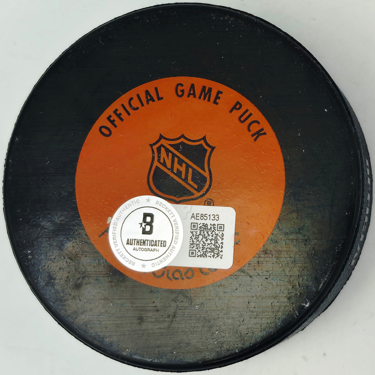 Gordie Howe, Sid Abel, & Ted Lindsay Autographed Official Detroit Red Wings Logo Hockey Puck Production Line Beckett BAS #AE85133