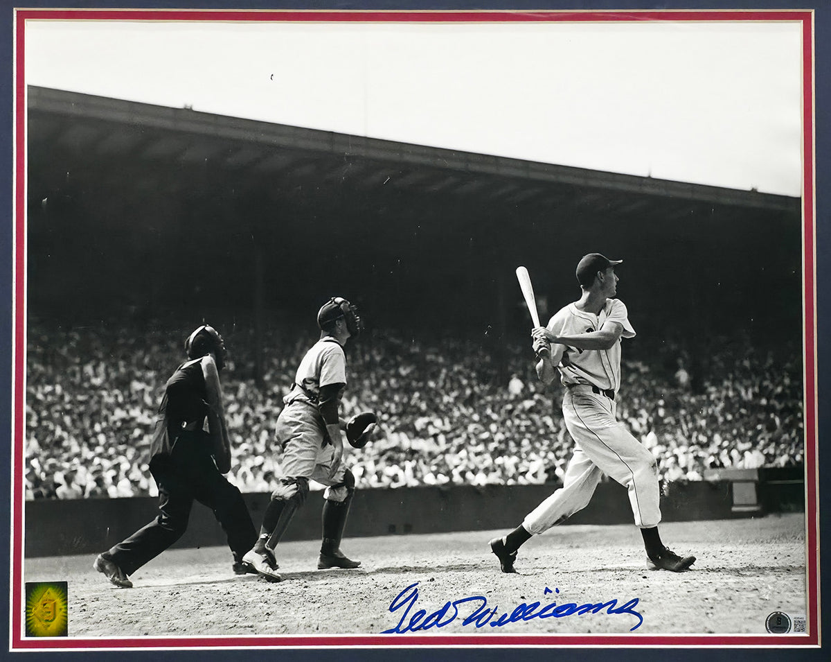 Ted Williams Autographed Framed 16x20 Photo Boston Red Sox Beckett BAS Stock #265814