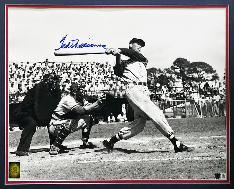 Ted Williams Autographed Framed 16x20 Photo Boston Red Sox Beckett BAS Stock #265815