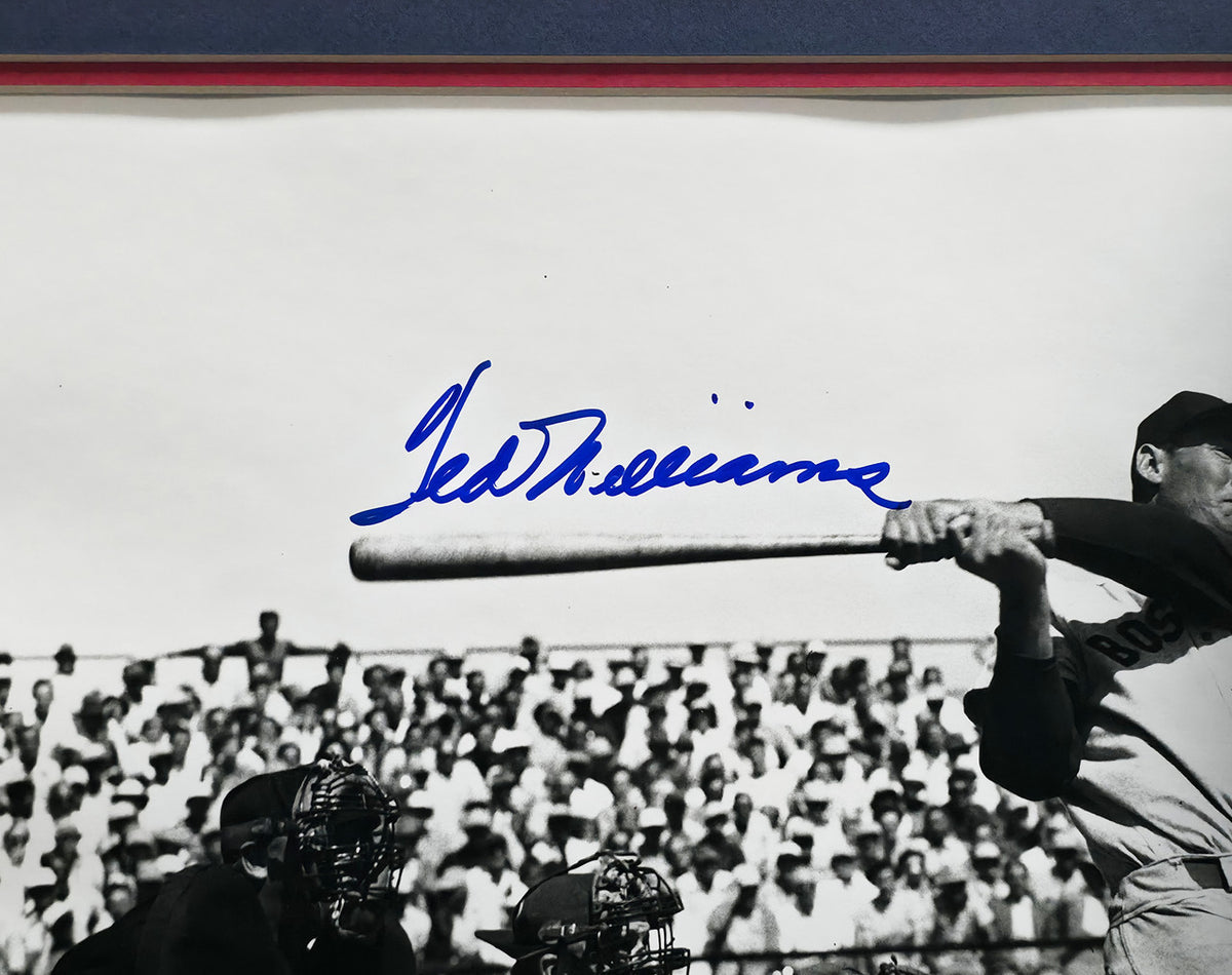 Ted Williams Autographed Framed 16x20 Photo Boston Red Sox Beckett BAS Stock #265815