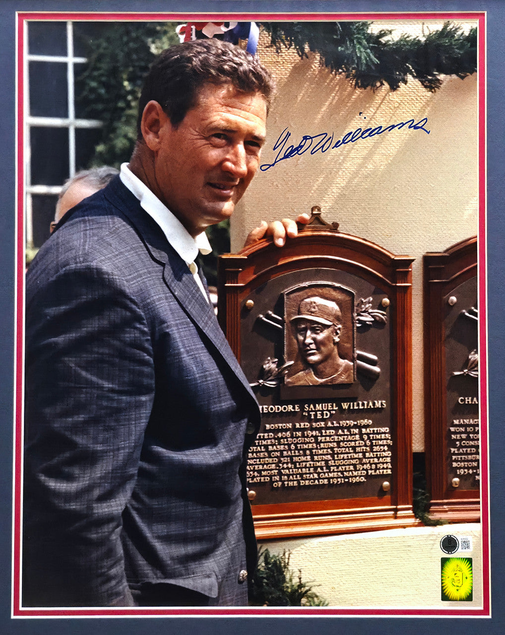 Ted Williams Autographed Framed 16x20 Photo Boston Red Sox Cooperstown Hall of Fame Beckett BAS Stock #265816