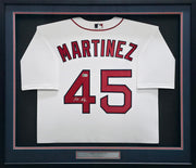 Boston Red Sox Pedro Martinez Autographed Framed White Nike Jersey Beckett BAS Witness Stock #267459