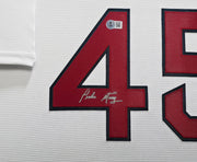 Boston Red Sox Pedro Martinez Autographed Framed White Nike Jersey Beckett BAS Witness Stock #267459